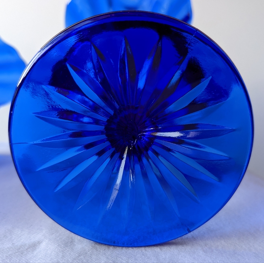 Vintage Fenton Vulcan Cobalt Blue Handmade Crimped Rim Compote Candy Dish - 2 - Picture 13 of 16